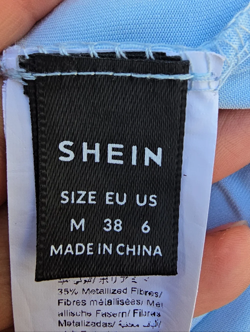 SHEIN Sky Blue Ruched Sparkle Mini Dress